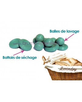 Balles et battoirs pour le lavage et séchage du linge, 6 + 4