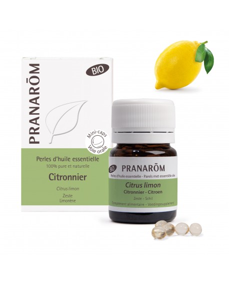 Citron zeste BIO, Perles d'huile essentielle de Pranarom