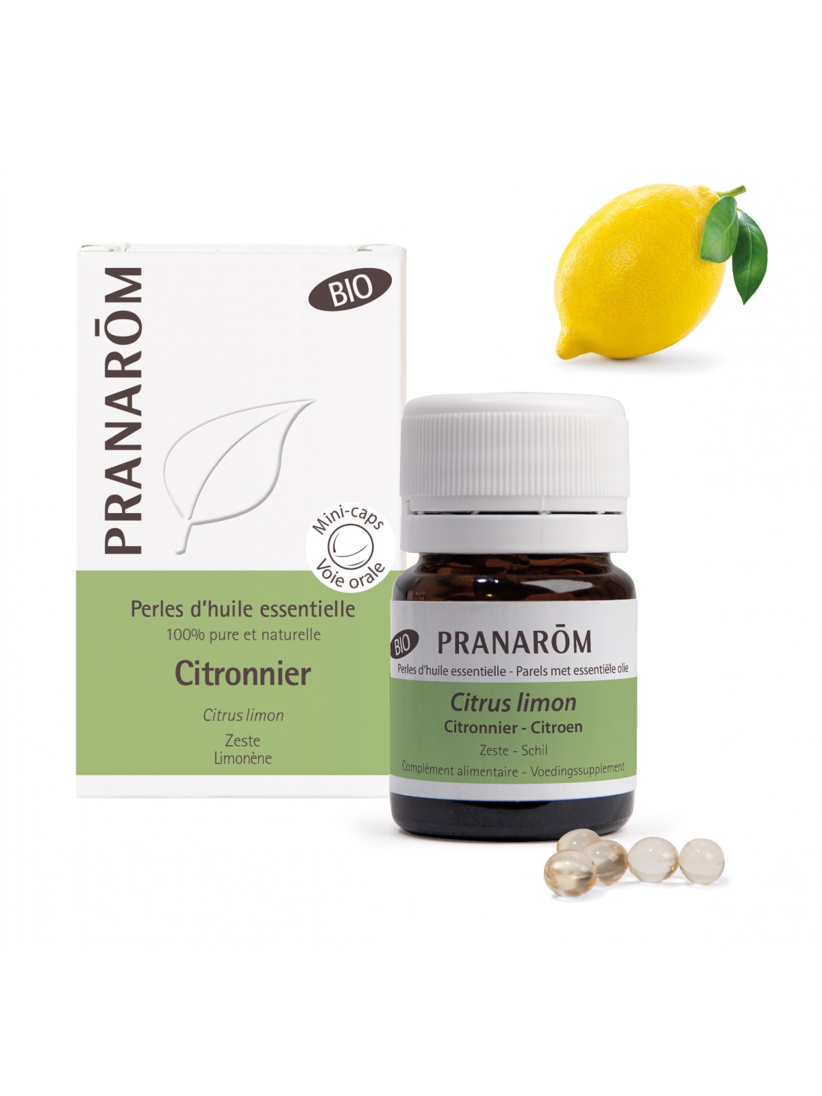 Citron zeste BIO, Perles d'huile essentielle de Pranarom