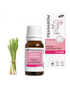 Diffusion Citronnelle Moustiques Bébé, PranaBB, mélange BIO pour diffuseur